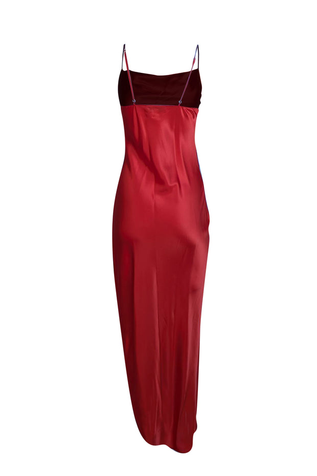 Fleur du Mal Cowl with High Slit Slip Dress - Red