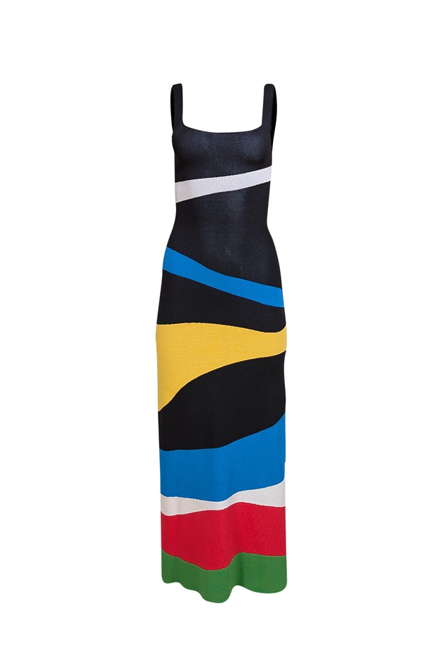 Staud - Black & Multi Color Print Sleeveless Maxi Dress Sz XS - Current Boutique