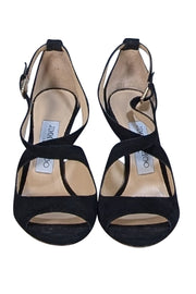 Jimmy Choo - Black Suede Open Toe Strappy Heels Sz 5