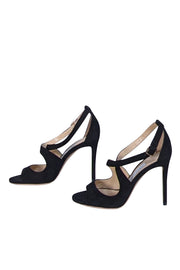 Jimmy Choo - Black Suede Open Toe Strappy Heels Sz 5