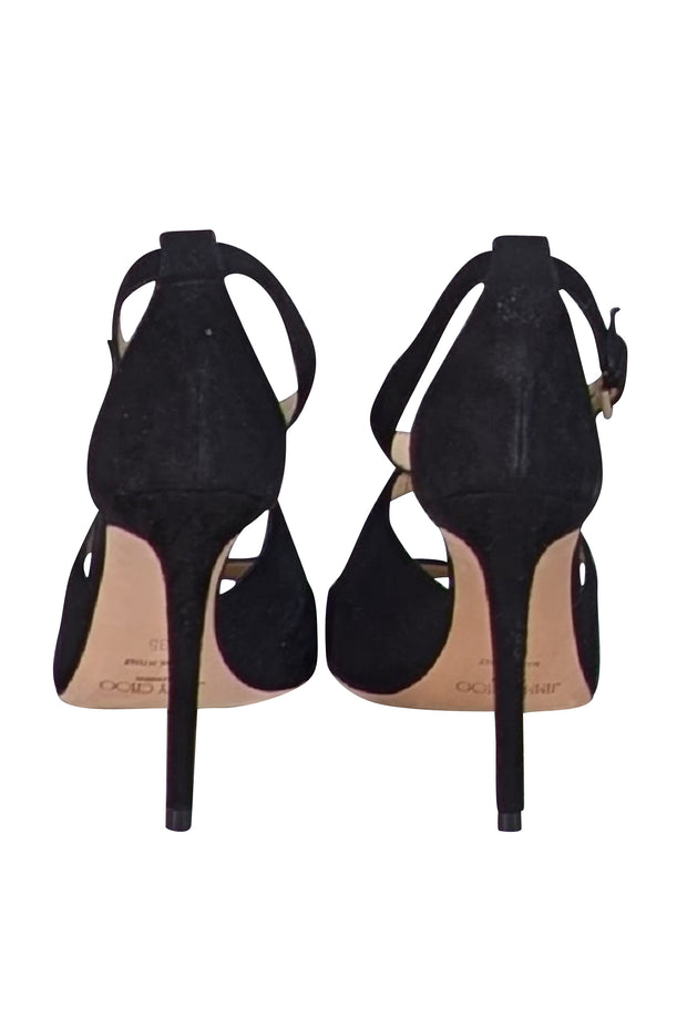 Jimmy Choo - Black Suede Open Toe Strappy Heels Sz 5