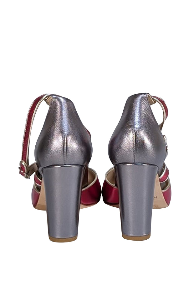Mavette - Metallic Pink & Bronze Leather Strappy Ankle Pumps Sz 12