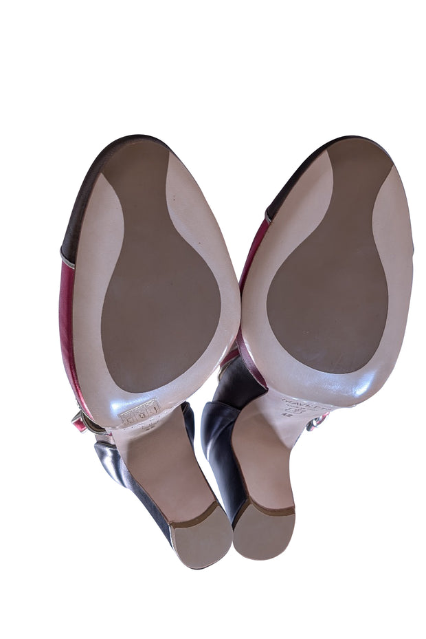 Mavette - Metallic Pink & Bronze Leather Strappy Ankle Pumps Sz 12