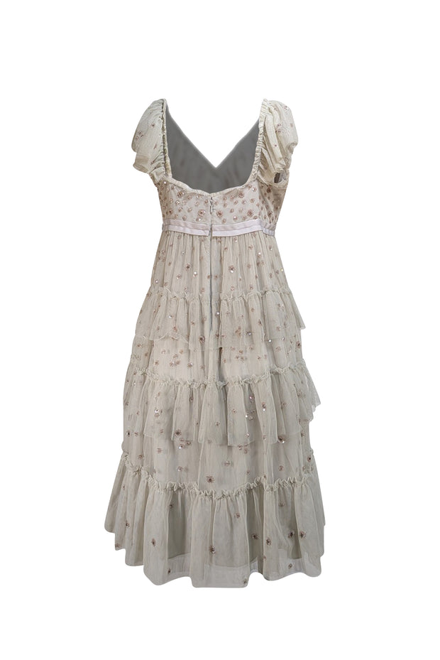 Needle & Thread - Sage Green Floral Embellished Midi Dress Sz 10