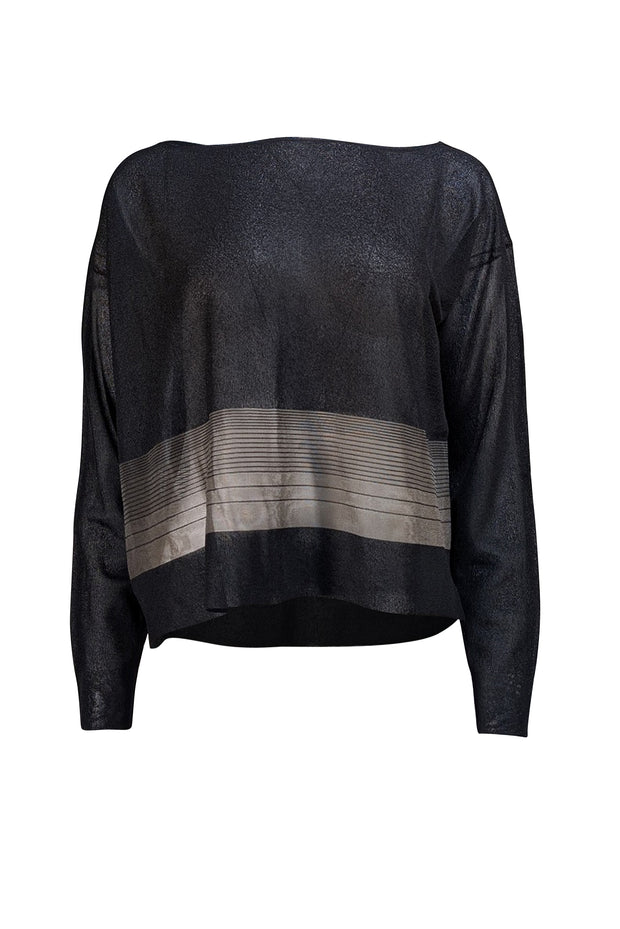 Helmut Lang - Black Semi-Sheer Knit Top Sz L - Current Boutique