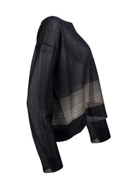 Helmut Lang - Black Semi-Sheer Knit Top Sz L - Current Boutique
