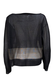 Helmut Lang - Black Semi-Sheer Knit Top Sz L - Current Boutique