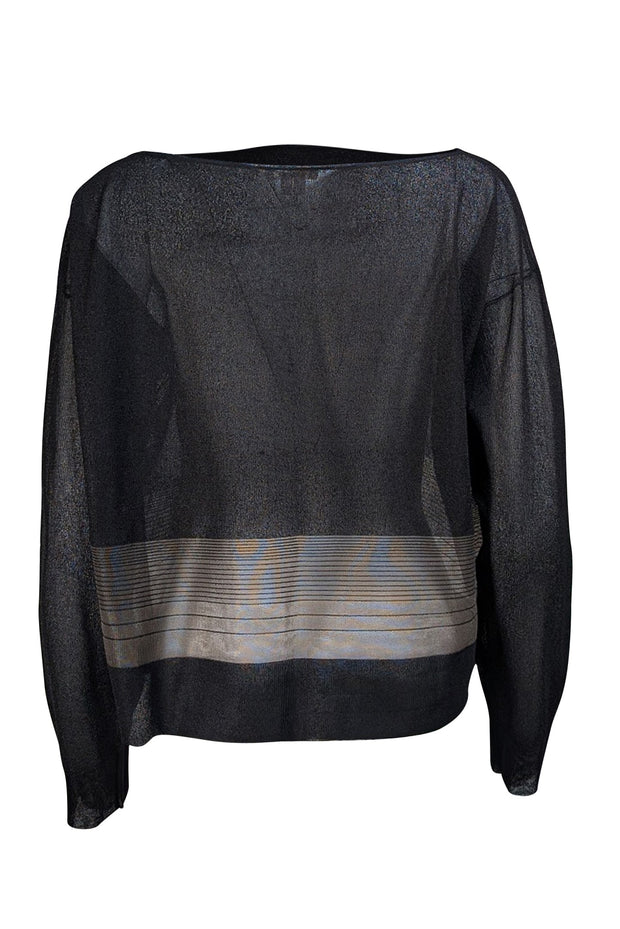 Helmut Lang - Black Semi-Sheer Knit Top Sz L - Current Boutique