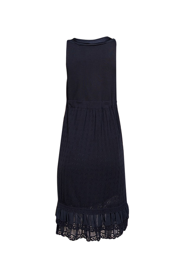 BCBG Max Azria - Navy Pointelle Knit Mini Dress Sz M - Current Boutique