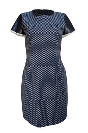 Sachin & Babi - Navy & Cream Polka Dot Short Sleeve Dress Sz 10 - Current Boutique