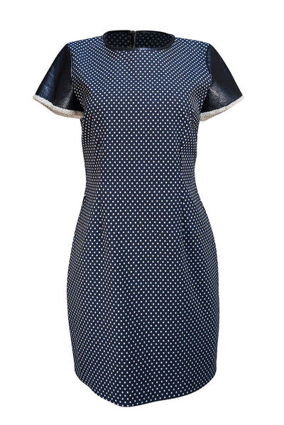 Sachin & Babi - Navy & Cream Polka Dot Short Sleeve Dress Sz 10 - Current Boutique