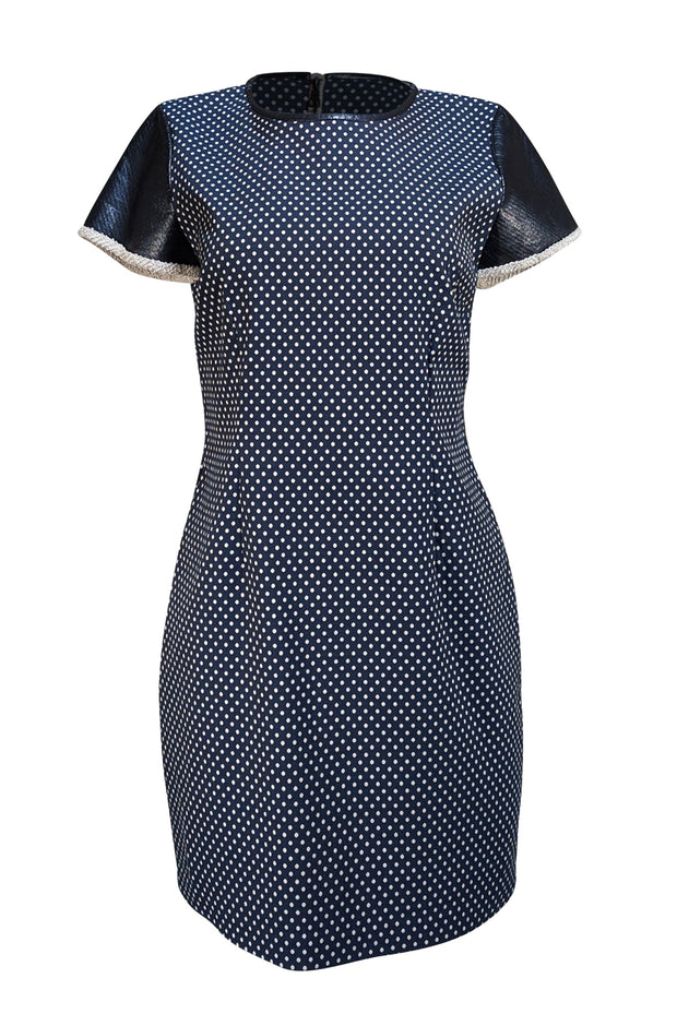 Sachin & Babi - Navy & Cream Polka Dot Short Sleeve Dress Sz 10 - Current Boutique
