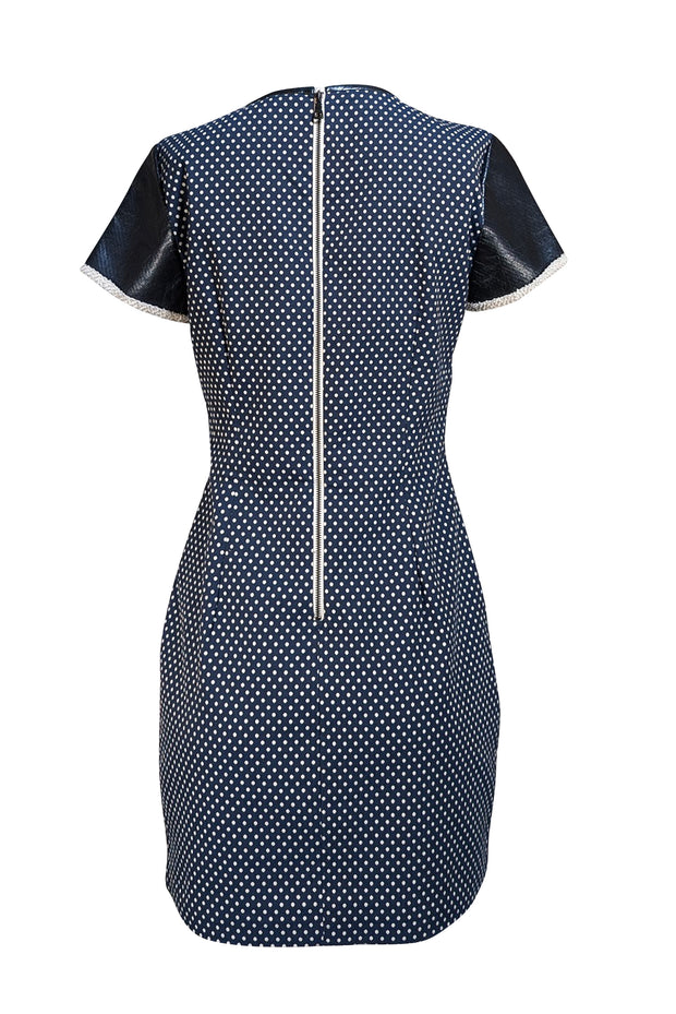 Sachin & Babi - Navy & Cream Polka Dot Short Sleeve Dress Sz 10 - Current Boutique