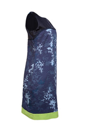 Elie Tahari - Navy & Blue Print Sleeveless Sheath Dress Sz 8 - Current Boutique