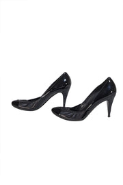Chanel - Black Leather & Patent Detail Heels Sz 12