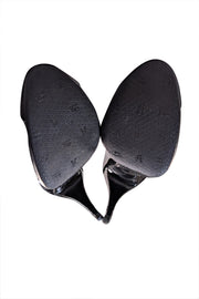 Chanel - Black Leather & Patent Detail Heels Sz 12