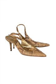 Dolce & Gabbana - Beige & Brown Snakeskin Strappy Pumps Sz 11