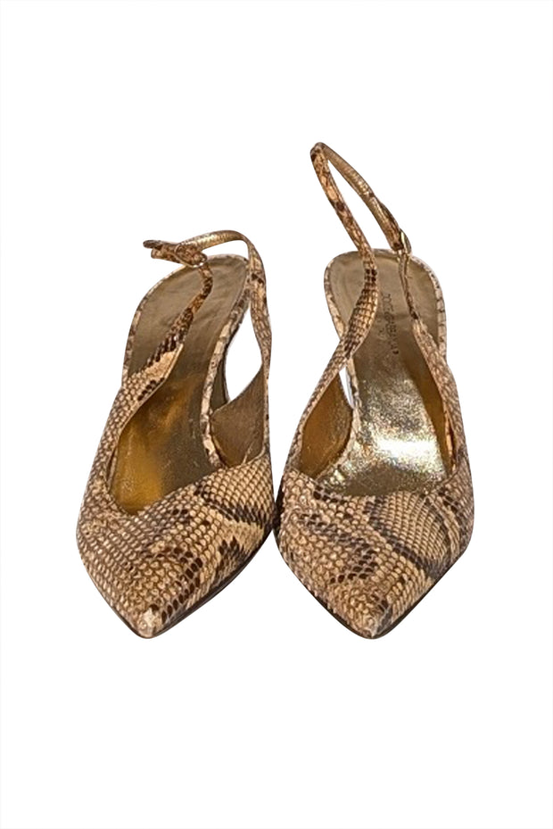 Dolce & Gabbana - Beige & Brown Snakeskin Strappy Pumps Sz 11