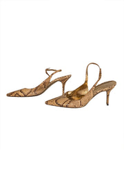 Dolce & Gabbana - Beige & Brown Snakeskin Strappy Pumps Sz 11