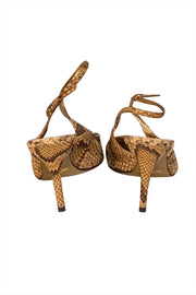 Dolce & Gabbana - Beige & Brown Snakeskin Strappy Pumps Sz 11