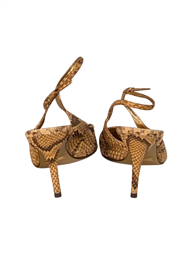 Dolce & Gabbana - Beige & Brown Snakeskin Strappy Pumps Sz 11