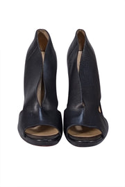 Christian Louboutin - Black Leather Rosas Peep Toe Heels Sz 12