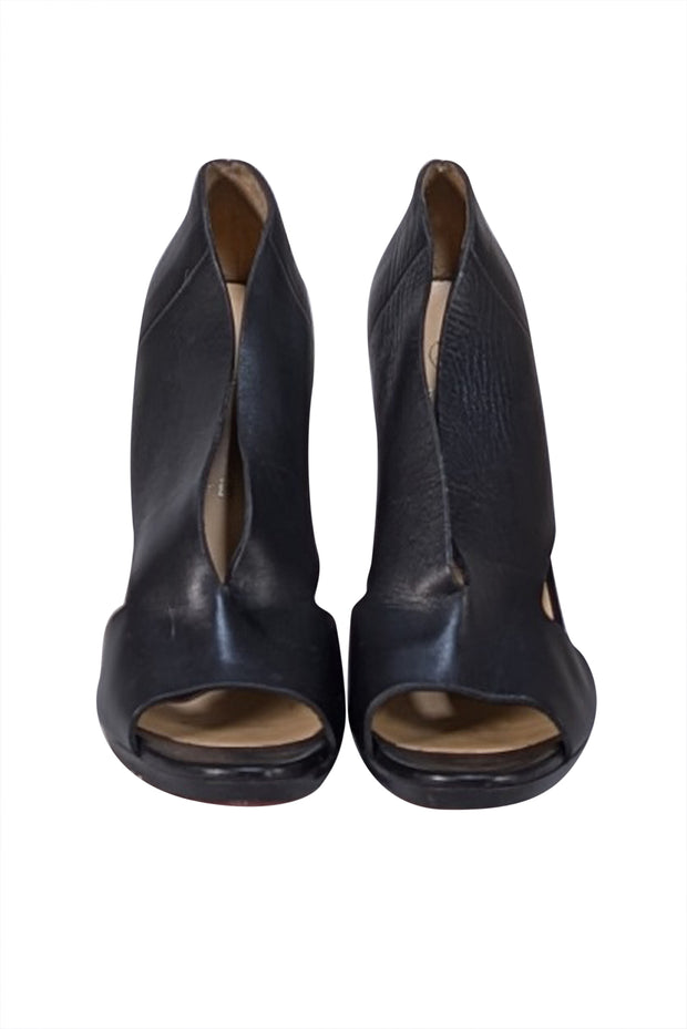Christian Louboutin - Black Leather Rosas Peep Toe Heels Sz 12