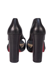 Christian Louboutin - Black Leather Rosas Peep Toe Heels Sz 12