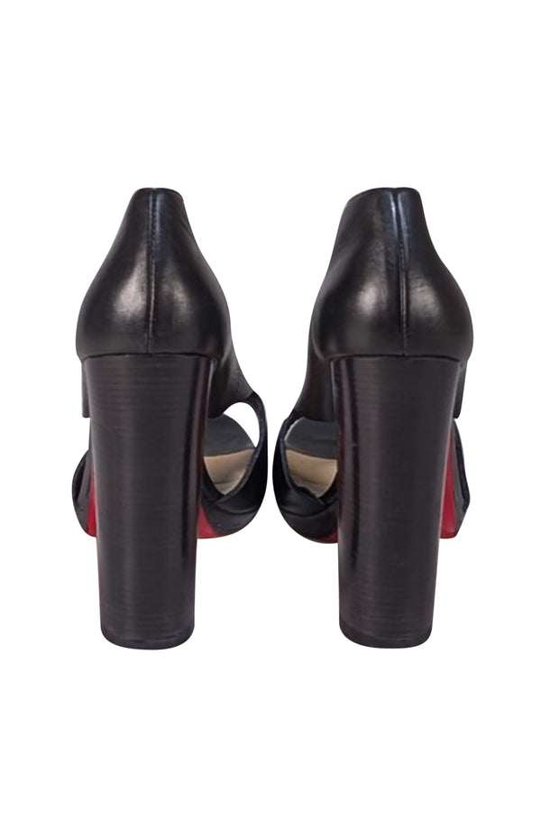 Christian Louboutin - Black Leather Rosas Peep Toe Heels Sz 12
