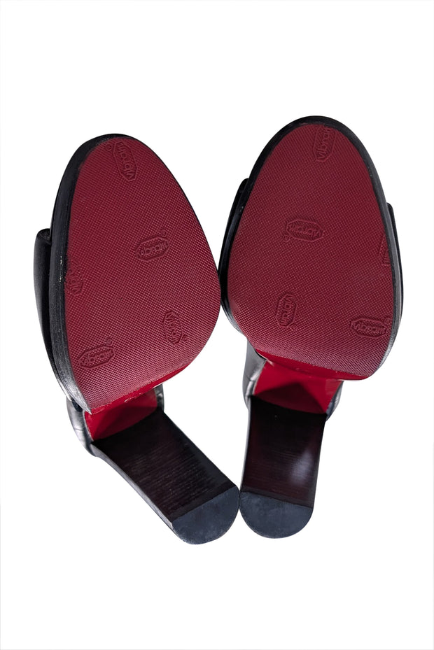 Christian Louboutin - Black Leather Rosas Peep Toe Heels Sz 12