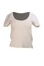 Vince - Ivory Crochet Short Sleeve Top
