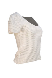 Vince - Ivory Crochet Short Sleeve Top