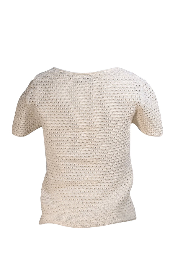 Vince - Ivory Crochet Short Sleeve Top