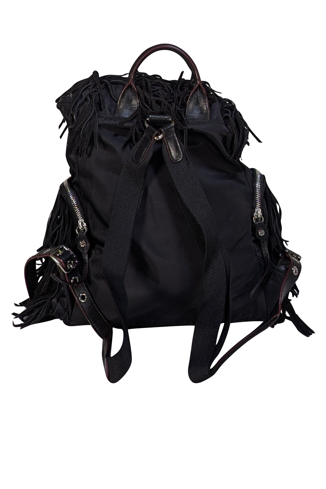 MZ Wallace - Black Marlena Nylon Backpack w/ Fringe Trim | Current