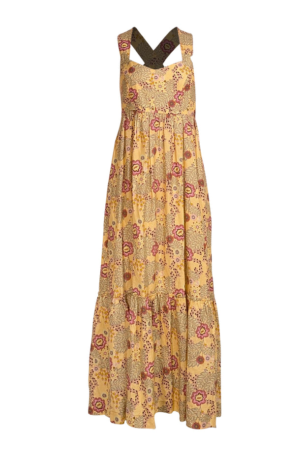 Rebecca Vallance - Yellow, Pink, & Green Floral Sleeveless Maxi Dress Sz 4