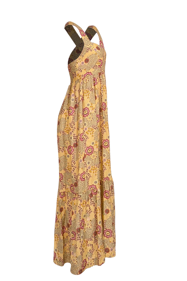 Rebecca Vallance - Yellow, Pink, & Green Floral Sleeveless Maxi Dress Sz 4