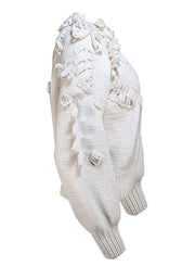 Spencer Vladimir - Cream Wool & Cashmere Blend Flower Detail Sweater Sz XS/S - Current Boutique