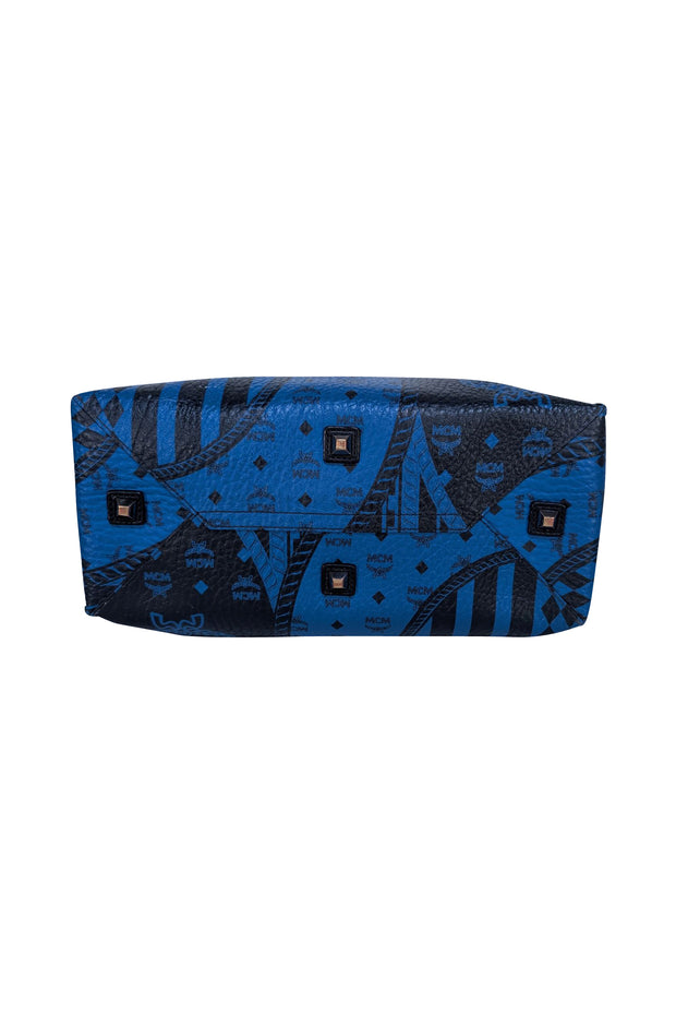 MCM - Blue & Black Monogram & Abstract Print Mini Tote Bag Mcm Aren mini tote - Blue - Men|MMTDSTA02LE | thebs.com main image 3