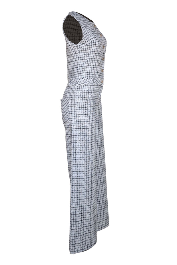 Amanda Uprichard Tori Tweed Sleeveless Jumpsuit - White Black Amanda Uprichard Tori Tweed Sleeveless Jumpsuit - White Black