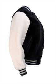 All Saints - Black & White Dyed Sheepskin Bomber Jacket Sz S