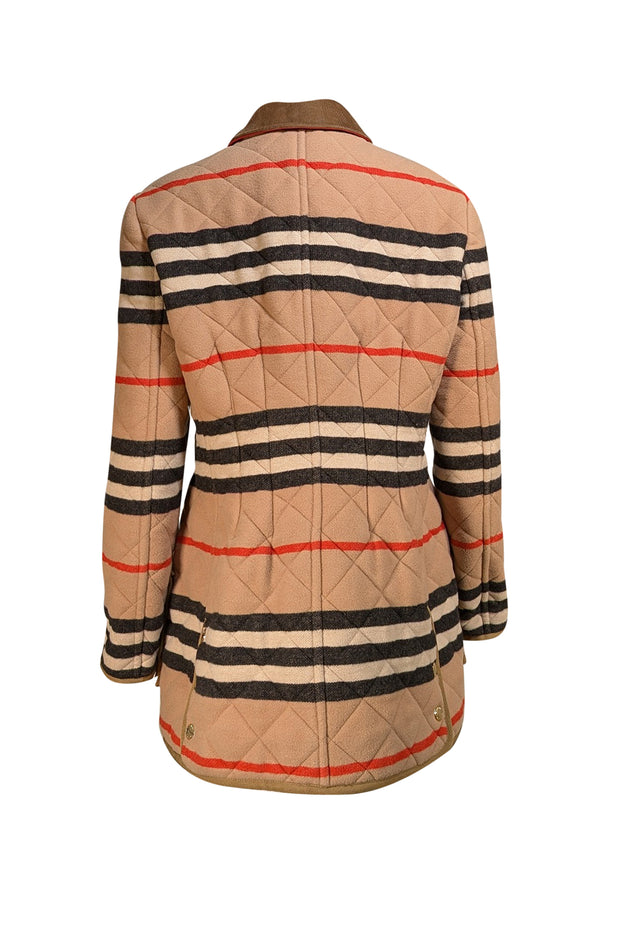 Burberry - Beige & Red Signature Plaid Quilted Wool Coat Sz XL