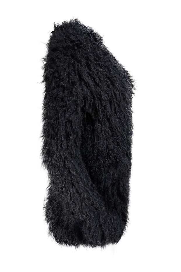 IRO - Black Lamb Fur Zipper Front Jacket Sz 8