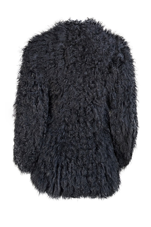 IRO - Black Lamb Fur Zipper Front Jacket Sz 8