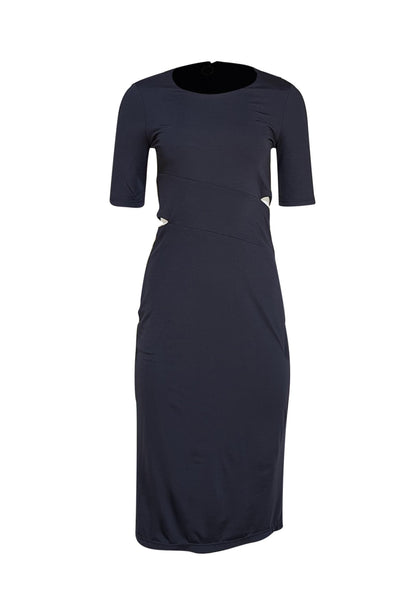 T Alexander Wang - Navy Short Sleeve Side Cut Out Midi Dress Sz M - Current Boutique