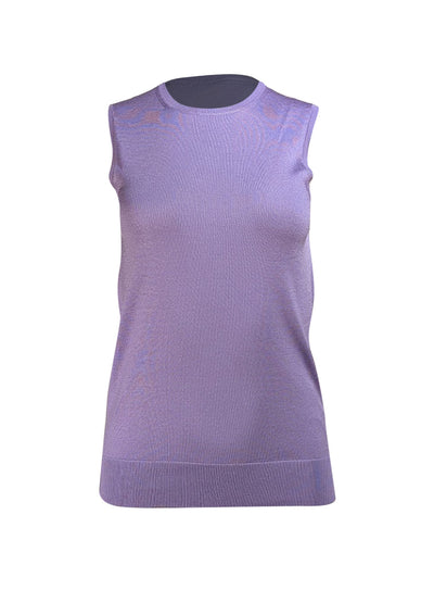 Ralph Lauren- Lavender Sleeveless Silk Knit Top Sz M - Current Boutique