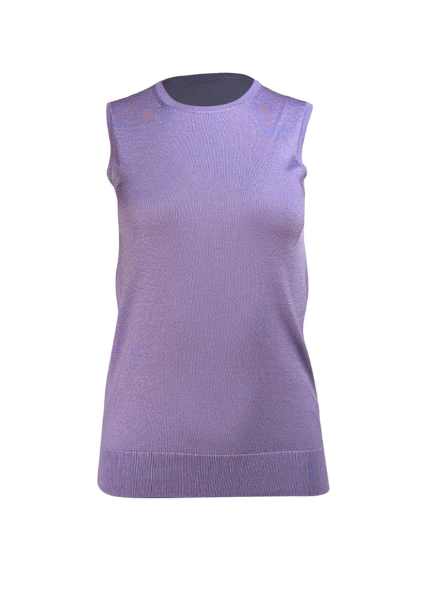 Ralph Lauren- Lavender Sleeveless Silk Knit Top Sz M - Current Boutique