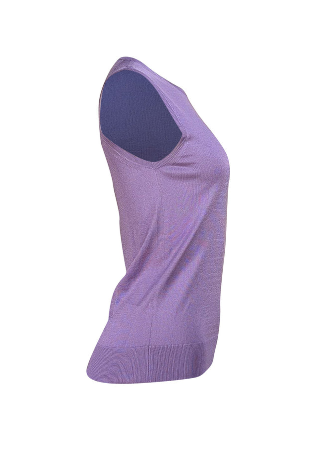 Ralph Lauren- Lavender Sleeveless Silk Knit Top Sz M - Current Boutique