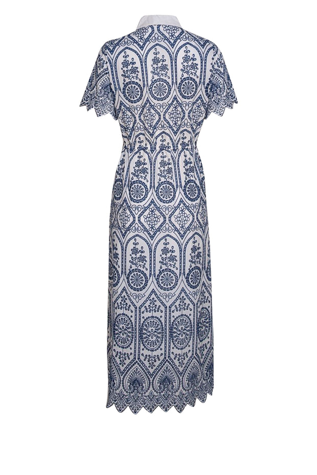elie tahari blue lace dress Elie Tahari The Clover Belted Butterfly Lace Dress