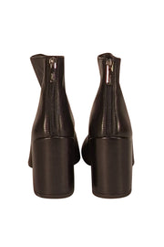 Stuart Weitzman - Black Leather Block Heel Short Boots Sz 8