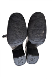 Stuart Weitzman - Black Leather Block Heel Short Boots Sz 8